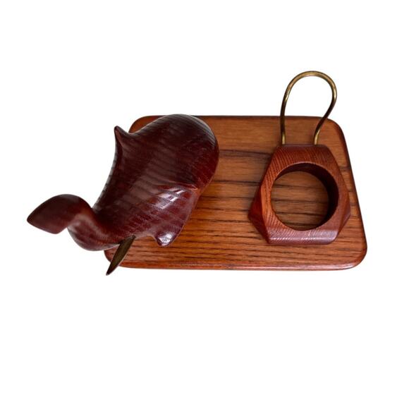 Vintage Hand Carved Wood Elephant Pipe Holder Candle Holder Desk Stand - Picture 5 of 10